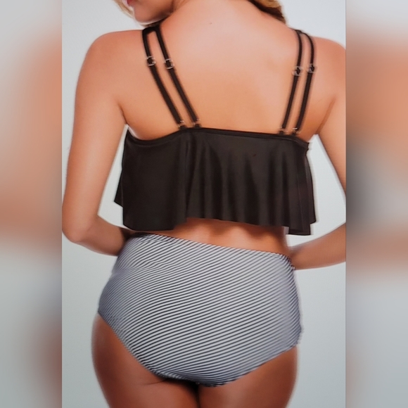 NWT High Waisted Ruched Slimming Flounce Ruffle slimming Bikini Swim Suit XXL - Picture 4 of 11